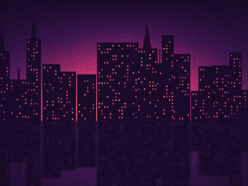 Ville illuminée la nuit se reflétant dans l'eau